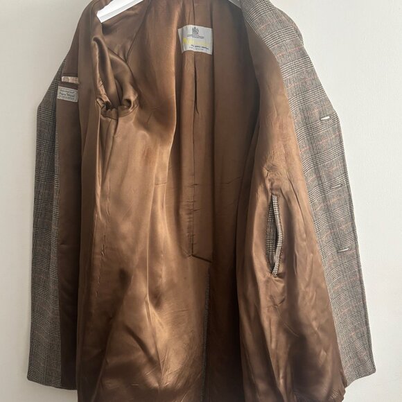 VTG Aquascutum England Showerproof Wool Glencheck Balmacaan Overcoat 40-42/Large - Picture 6 of 16